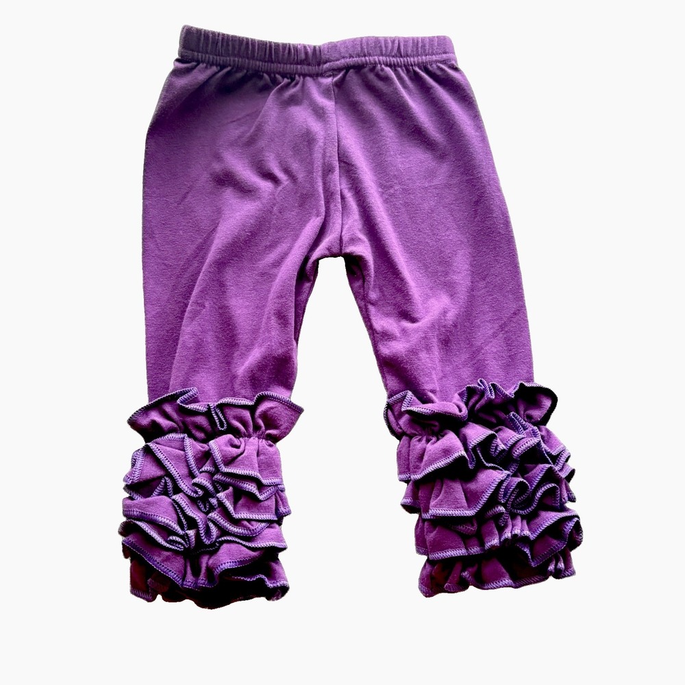 K Frances Darling Purple Ruffled Leggings 0-6M Super Soft Pima Cotton Adorable!!